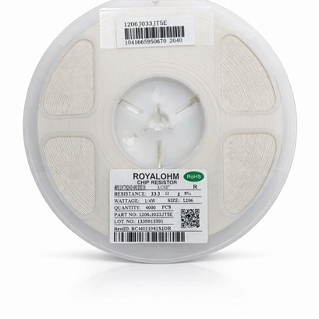 Resistor SMD 1206 3.3Ω 1/4W 5% Thick Film (1206W4J033JT5E) Rolo 5000