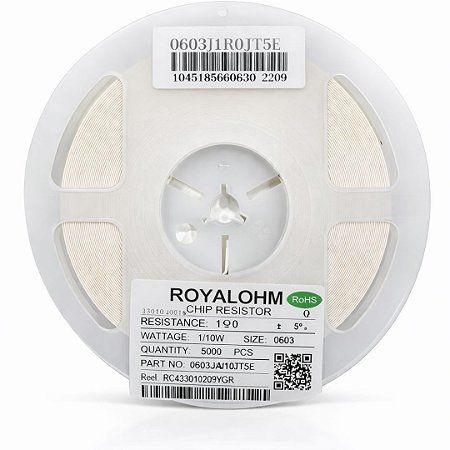 Resistor SMD 0805 1Ω 1/10W 5% Thick Film (0603WAJ010JT5E) Rolo 5000