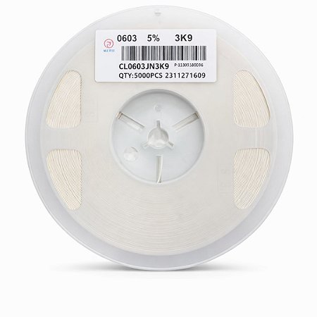 Resistor SMD 0603 3K9 1/10W 5% Thick Film (CL0603JN3K9) Rolo 5000