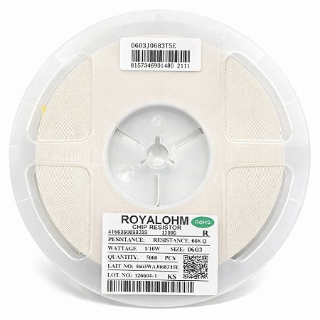 0603J0683T5E Resistor SMD 68K 0603 100mW 5% Royalohm - 5.000 Unidades