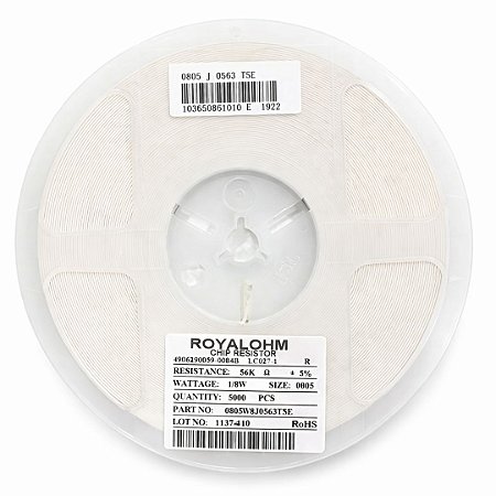 Resistor 56K SMD 0805 1/8W 5% (0805W8J0563T5E) - Rolo com 5.000 Peças
