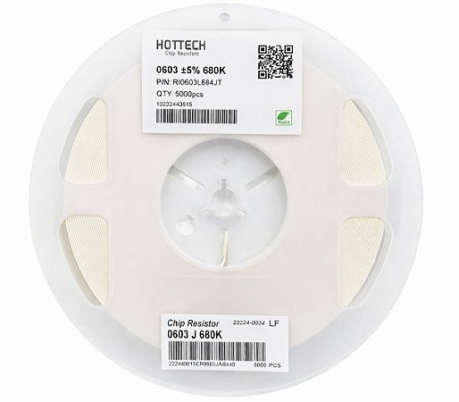 Resistor Chip SMD 0603 680K 5% RI0603L684JT HOTTECH – Rolo 5000 Peças