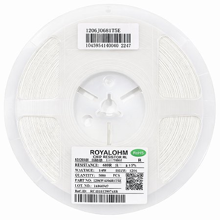 Resistor 680R SMD 1206 1/4W 5% Royalohm 1206W4J0681T5E – Reel 5000 PCS