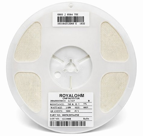 Rolo 5.000x Resistor Chip SMD 560K 0805 0.125W 5% PN 0805W8J0564T5E