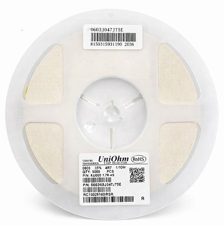 Resistor SMD 0603 4R7 (4.7R) 1/10W 5% 0603WAJ047JT5E – Rolo 5000pcs