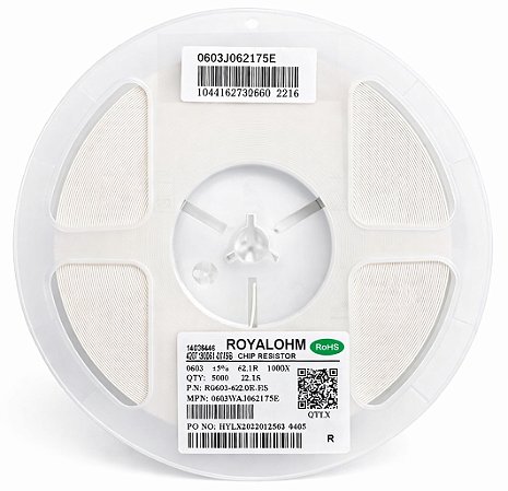 Rolo 5000x Resistor SMD 620 Ohms 0603 1/10W 5% Royalohm R0603J-620RHS