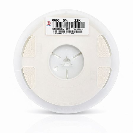 Resistor 22KΩ SMD 0603 1/10W 5% Yageo CL0603JN22K – 5.000 Unidades