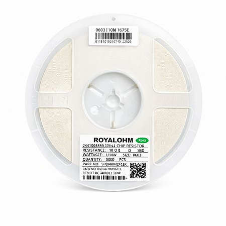 Resistor 10MΩ SMD 0603 1/10W 5% Royalohm 0603WAJ0106T5E – 5.000 Unidades