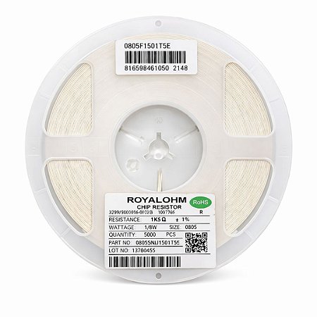 Resistor SMD 0805 1K5Ω 1/8W 1% Precision (0805W8F1501T5E) – 5000 Unidades