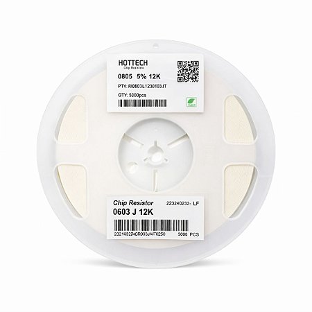 Resistor SMD 12KΩ 0603 1/10W 5% Rolo 5000 Unidades