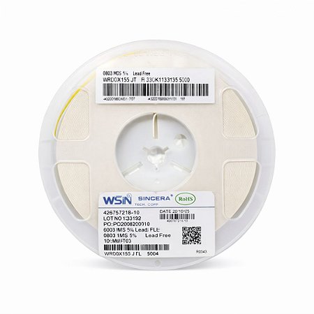 Resistor SMD 1.5MΩ 0603 1/10W 5% Rolo 5000 Unidades