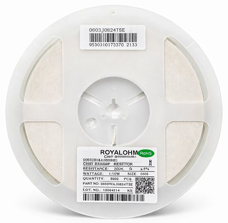 Rolo 5.000x Resistor Chip SMD 820K 0603 0.1W ±5% (0603WAJ0824T5E)
