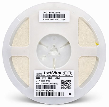 5000 Peças Resistor SMD 5.6K (5K6) 0603 0.1W 5% CT0603WJA0562T5E