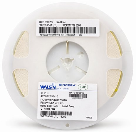 Resistor Chip SMD 560R 0603 1/10W 5% WR06X561 JTL – Carretel 5000pcs