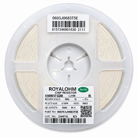 0603WAJ0683T5E Resistor SMD 68KΩ 0603 100mW ±5% ROHM - Rolo 5.000pcs
