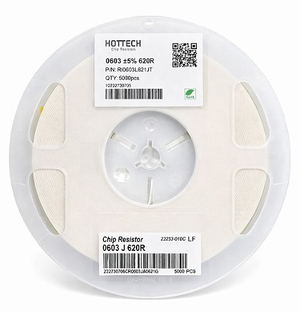 Resistor 620R SMD 0603 0.1W ±5% RI0603L621JT – Carretel 5000 Unidades