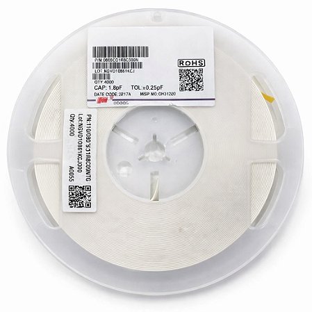 Capacitor Cerâmico 1.8pF 50V 0805 SMD - 4.000 Peças (0805CG1R8C500NT)