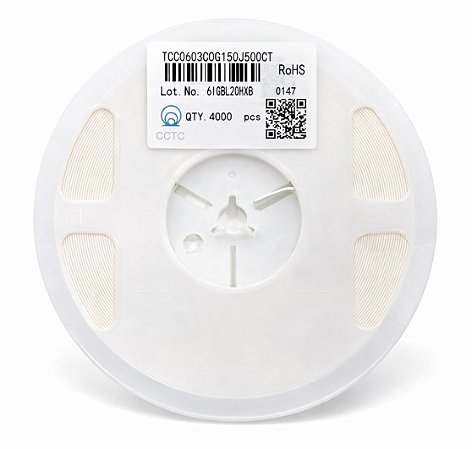 Capacitor SMD 15pF 50V C0G 0603 5% TCC0603C0G150J500CT - 4000 Peças
