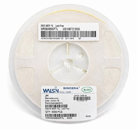 WR08X6800FTL Resistor SMD 680R 0805 1% 0.125W - Rolo 5.000 Unidades