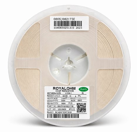 Resistor SMD 820R 0805 1/8W 5% Royalohm 0805W8J0821T5E – Reel 5000pcs
