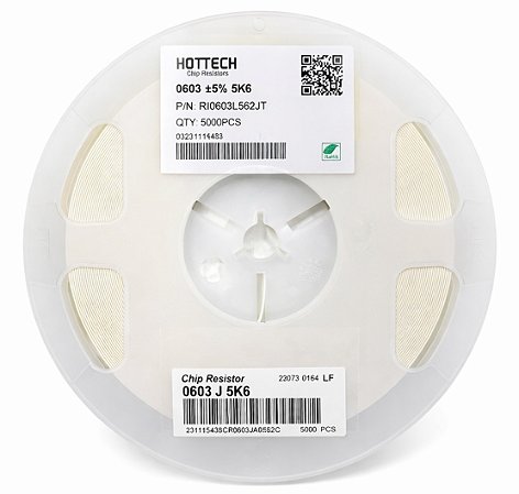 Resistor 5K6 SMD 0603 1/10W 5% RI0603L562JT – Embalagem 5.000 Unidades