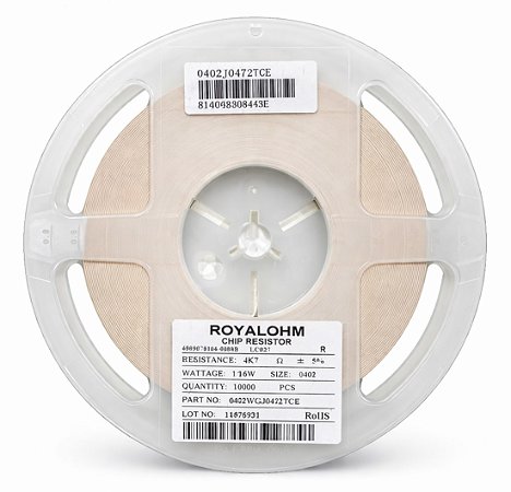 10.000x Resistor SMD 4K7 0402 0.0625W 5% Royalohm 0402WGJ0472TCE