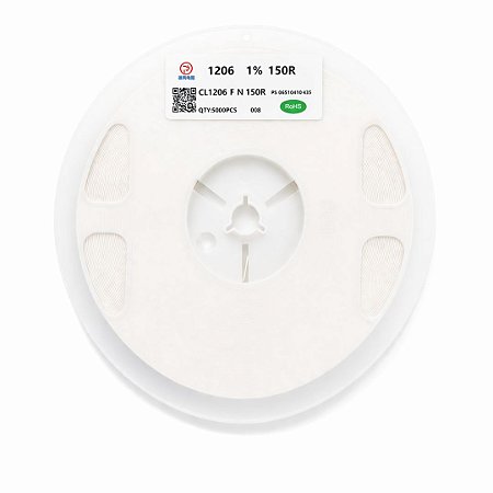 Resistor SMD 1206 150 Ohms 1/4W 1% – Embalagem 5.000 Unidades (CL1206FN 150R)