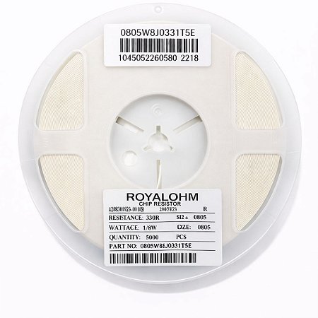 Resistor SMD 0805 330 Ohms 1/8W 5% – Embalagem 5.000 Unidades (0805W8J0331T5E)