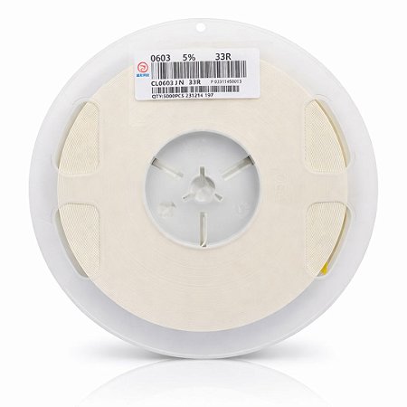 Resistor SMD 0603 33 Ohms 1/10W 5% – Embalagem 5.000 Unidades (CL0603JN 33R)