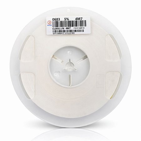 Resistor SMD 0603 4M7 Ohms 1/10W 5% – Embalagem 5.000 Unidades (CL0603JN 4M7)