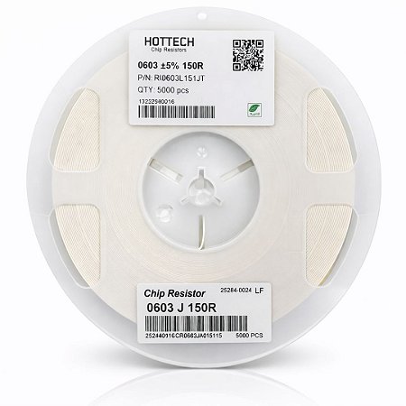 Resistor SMD 0603 150 Ohms 1/10W 5% – Embalagem 5.000 Unidades (RI0603L151JT)