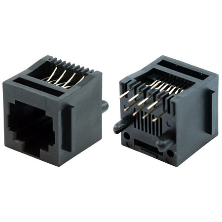 Conector Ethernet RJ45 8P8C 180º Fêmea TFC-88P Metaltex Placa PCB