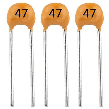 Capacitor Cerâmico 47pF 50V Tipo Disco Código 47 para RF
