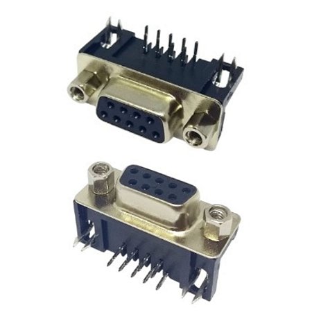 DB9 Fêmea 90º Right Angle PCB Soldável Conector Serial RS232 Preto