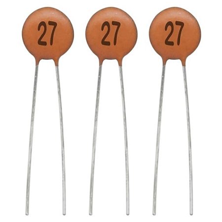 Capacitor Cerâmico 27pF 50V Disco Não Polarizado PTH (27)