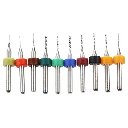 Set 10 Brocas 0.3mm a 1.2mm para Micro Retífica e Circuitos PCB