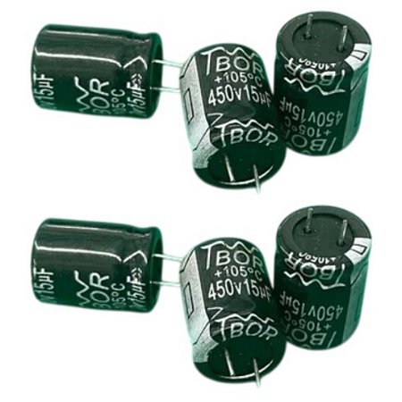 Capacitor Eletrolítico 15µF 450V 105°C Radial 13x18mm TBOR Alta Temperatura