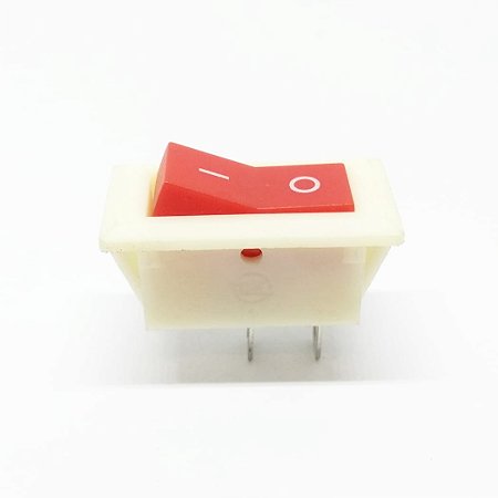 Chave Liga Desliga KCD2-101 2 Terminais Branca Sem Neon Botão Vermelho