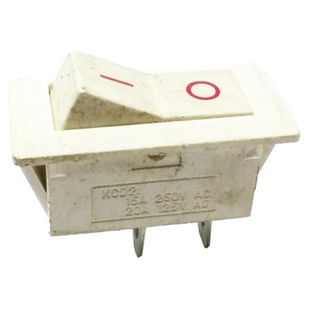 Chave Gangorra KCD2-101 Branca 2 Terminais 2 Posições Sem Neon Botão Branco