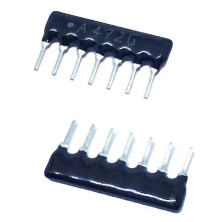 Rede de Resistores 4.7KΩ 7 Pinos 6+1 A472G SIP