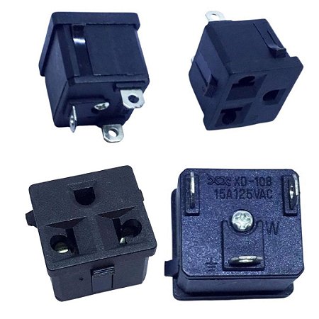 Conector Tomada 3 Vias 15A 125V XD108 Padrão AC