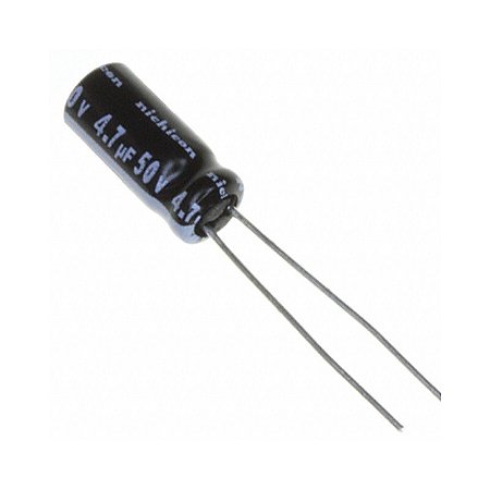 Capacitor Eletrolítico Radial 4.7uF 50V 85°C 4x7mm Luxon Compacto