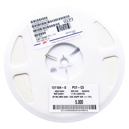 Capacitor Cerâmico 330pF 50V 0805 C0G 5% SMD Rolo 5.000pcs
