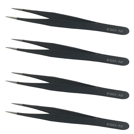 Pinça Reta Antiestática 110mm ESD-10 VETUS para Componentes SMD