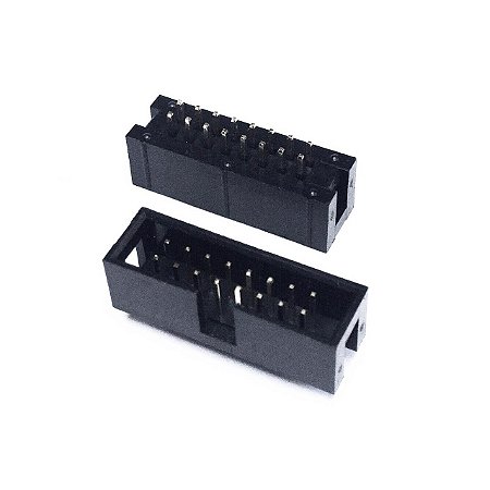 Conector Header Macho 16P 2x8 180° Solda Placa PCB Tipo Box Sem Trava