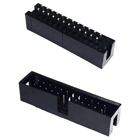 Conector Box Header 24 Vias Dupla Fileira (2x12) Macho 180° P/ PCB Sem Trava 50TS180