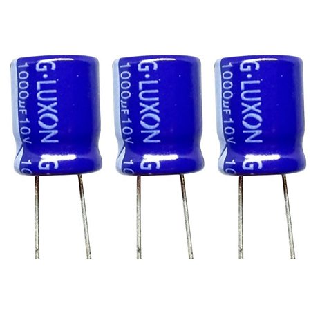 Capacitor Eletrolítico 1000uF 10V 85°C Dimensão 10x12.5mm Luxon