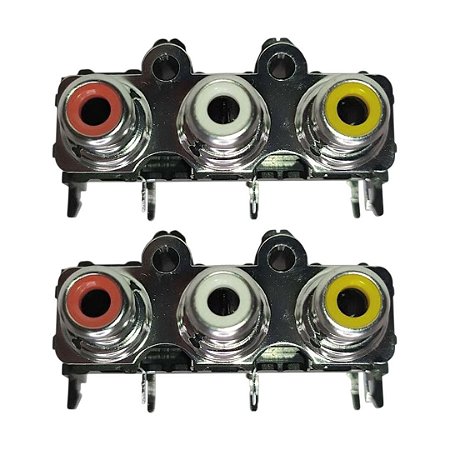 Conector RCA 3 Vias Fêmea para Placa PCI Áudio/Vídeo T12150000015R