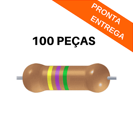 100x Resistor 4M7Ω Filme Carbono Axial CR25 0.33W