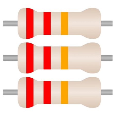 100x Resistor Axial 22K 5% CR25 0.33W
